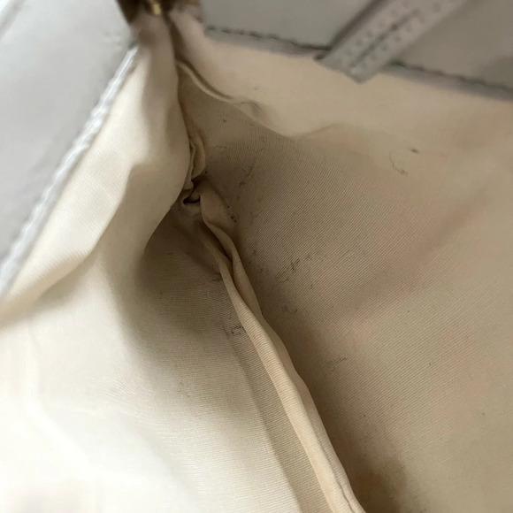 Vintage Leather/Chain Purse Bow Handbag-Grey-Clutch-Vtg-Gray-Retro-Tradwife-60s - Picture 12 of 15